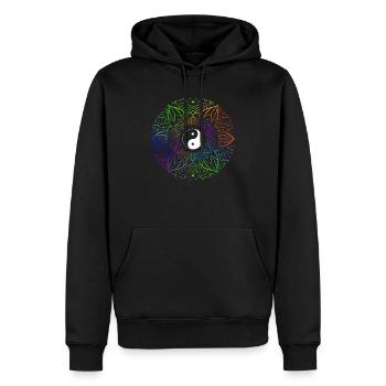 Qigong Yin Yang Symbole Mandala Zen Tai Chi - Sweat à capuche Premium bio Homme - noir - Devant - Nico (187cm)
