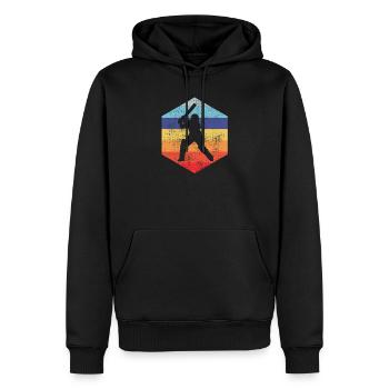 Cricket cadeau TShirt Joueur de cricket rétro - Sweat à capuche Premium bio Homme - noir - Devant - Nico (187cm)