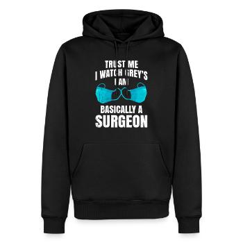 Læge læge - Herre Premium økologisk hoodie - sort - Foran - Nico (187cm)