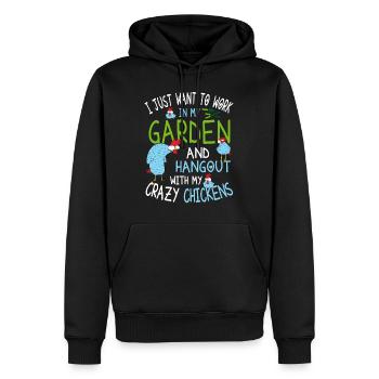 Poules folles - poulets jardiniers renard - Sweat à capuche Premium bio Homme - noir - Devant - Nico (187cm)
