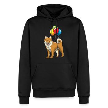 Chien islandais pointu islandais avec ballons - Sweat à capuche Premium bio Homme - noir - Devant - Nico (187cm)