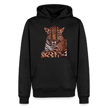 Leopard animal motif animal face animal ladies children - Men’s Premium Organic Hoodie - black - Front - Nico (187cm)