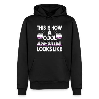 this is how a cool asexual looks like - Männer Premium Bio Hoodie - Schwarz - Vorne - Nico (187cm)