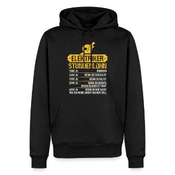 Électriciens Salaire horaire - Sweat à capuche Premium bio Homme - noir - Devant - Nico (187cm)