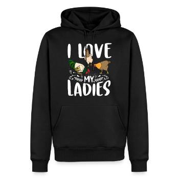 Chicken Chickens Hen Gockel Rooster Chicken Chick Farmer - Men’s Premium Organic Hoodie - black - Front - Nico (187cm)