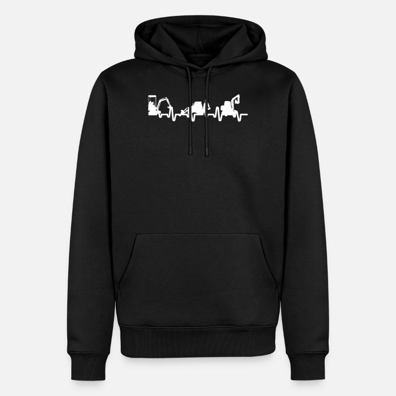Bagger Herzschlag Baustelle - Männer Premium Bio Hoodie - Schwarz