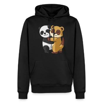 Panda Erdmännchen Liebe niedliche Tiere knuddeln - Männer Premium Bio Hoodie - Schwarz - Vorne - Nico (187cm)