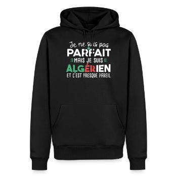 Algérien homme fier. Algérie. Cadeau t-shirt pays - Sweat à capuche Premium bio Homme - noir - Devant - Nico (187cm)