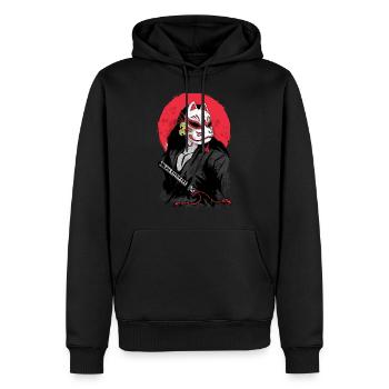 Kitsune Samurai Japan Manga Anime Gift - Men’s Premium Organic Hoodie - black - Front - Nico (187cm)