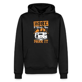 Camping Camping cadeau - Sweat à capuche Premium bio Homme - noir - Devant - Nico (187cm)