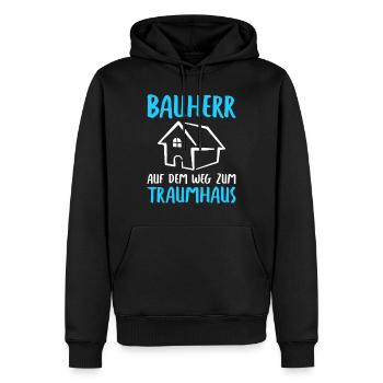 Bauherr Auf dem Weg zum Traumhaus Bauherren - Männer Premium Bio Hoodie - Schwarz - Vorne - Nico (187cm)
