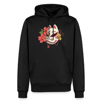 Kitsune Manga Japan Japanese Anime - Men’s Premium Organic Hoodie - black - Front - Nico (187cm)