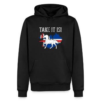 Cheval islandais - Sweat à capuche Premium bio Homme - noir - Devant - Nico (187cm)