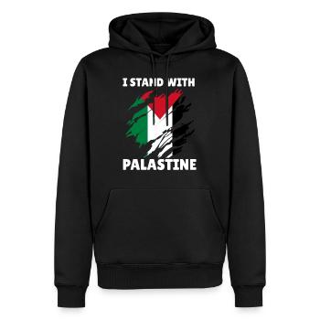Palestinian Flag I Stand With Palestine - Men’s Premium Organic Hoodie - black - Front - Nico (187cm)