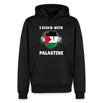 I Stand With Palestine Palästinensische Flagge - Männer Premium Bio Hoodie - Schwarz - Vorne - Nico (187cm)