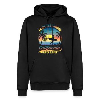 California Surfing - Sweat à capuche Premium bio Homme - noir - Devant - Nico (187cm)