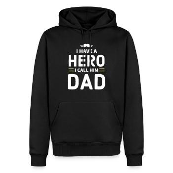 Fête des Pères, Fête des Pères, Fête des Pères, Fête des Pères - Sweat à capuche Premium bio Homme - noir - Devant - Nico (187cm)