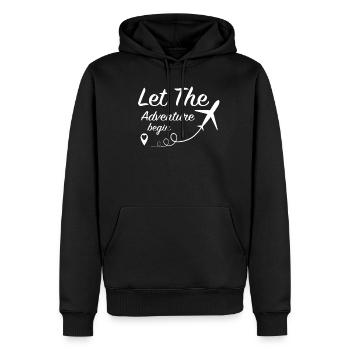 Let The Adventure Begin - Travel Airplane Reisen - Männer Premium Bio Hoodie - Schwarz - Vorne - Nico (187cm)