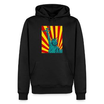 Énonciation socialiste drôle au sujet du socialisme ! - Sweat à capuche Premium bio Homme - noir - Devant - Nico (187cm)