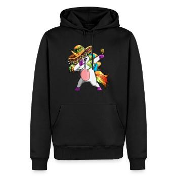 Einhorn mit Sombrero und Rassel Unicorn Fiesta - Männer Premium Bio Hoodie - Schwarz - Vorne - Nico (187cm)