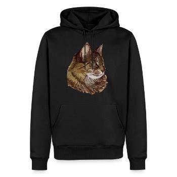 Chat motif chat Visage de chat Animal - Sweat à capuche Premium bio Homme - noir - Devant - Nico (187cm)