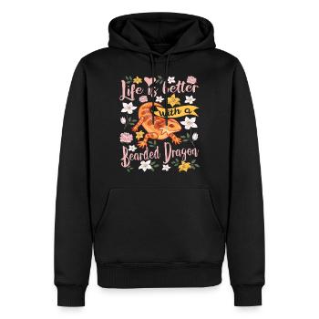 Bartagame Pogona lustig Spruch - Männer Premium Bio Hoodie - Schwarz - Vorne - Nico (187cm)