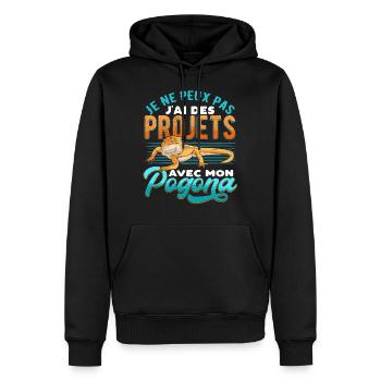 Agame Barbus Pogona Rigolo - Sweat à capuche Premium bio Homme - noir - Devant - Nico (187cm)