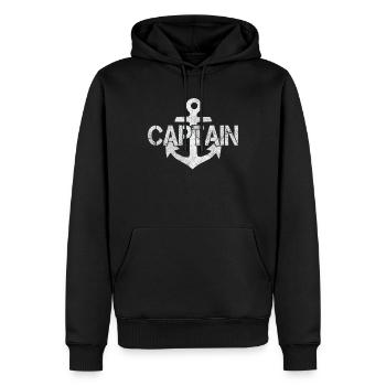 Capitaine - Sweat à capuche Premium bio Homme - noir - Devant - Nico (187cm)