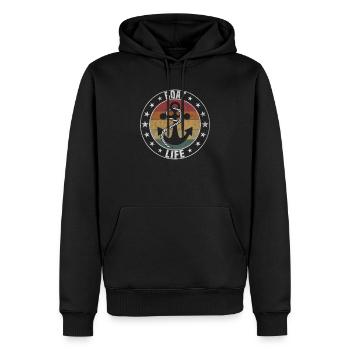 Boat Life - Men’s Premium Organic Hoodie - black - Front - Nico (187cm)