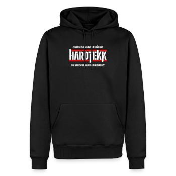 Mes voisins écoutent Hardtekk - Drôle de sort - Sweat à capuche Premium bio Homme - noir - Devant - Nico (187cm)