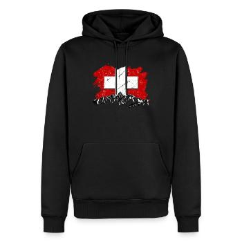 Suisse Drapeau Zurich Bern Alpen Suisse - Sweat à capuche Premium bio Homme - noir - Devant - Nico (187cm)