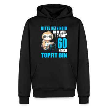 60. Geburtstag 60 Jahre Faultier Faultiere - Männer Premium Bio Hoodie - Schwarz - Vorne - Nico (187cm)