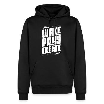 Wach bete Erschaffe - Männer Premium Bio Hoodie - Schwarz - Vorne - Nico (187cm)