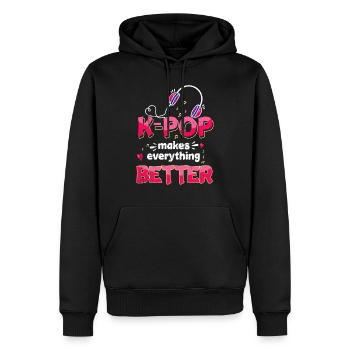 K-Pop - Sweat à capuche Premium bio Homme - noir - Devant - Nico (187cm)