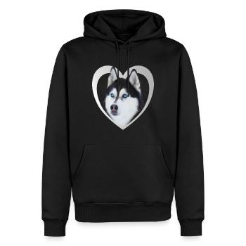 I Love my Husky - Hund Herz - Husky - Männer Premium Bio Hoodie - Schwarz - Vorne - Nico (187cm)