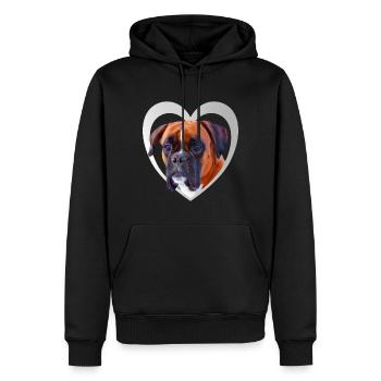 I Love my Boxer - Boxer im Herz - Boxer Hund - Männer Premium Bio Hoodie - Schwarz - Vorne - Nico (187cm)