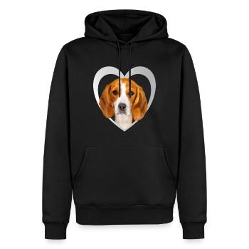 I Love My Beagle - HerzDesign - Beagle - Sweat à capuche Premium bio Homme - noir - Devant - Nico (187cm)