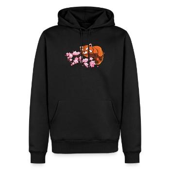 Niedlicher Japanisches Red Panda Kirschblütenbaum - Männer Premium Bio Hoodie - Schwarz - Vorne - Nico (187cm)