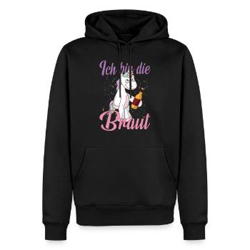 Ich bin die Braut Einhorn Fan Brautjungfern Spruch - Männer Premium Bio Hoodie - Schwarz - Vorne - Nico (187cm)