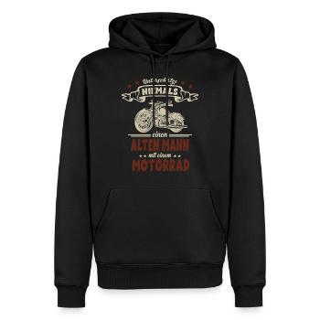 Alten Mann auf einem Motorrad - Opa Motorradfahrer - Männer Premium Bio Hoodie - Schwarz - Vorne - Nico (187cm)