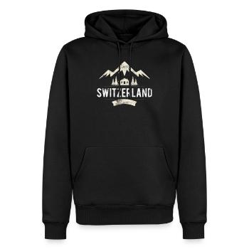 Schweizer Berge Alpen Schweiz - Männer Premium Bio Hoodie - Schwarz - Vorne - Nico (187cm)