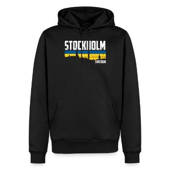 Stockholm Drapeau de la Suède - Sweat à capuche Premium bio Homme - noir - Devant - Nico (187cm)