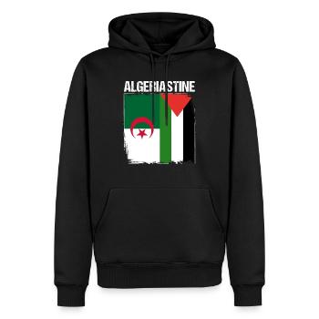 Algeria Palestina Libera Palestina Algeria - Felpa con cappuccio ecologica premium da uomo - nero - Fronte - Nico (187cm)