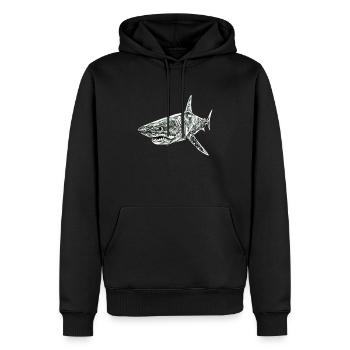 Requins - Sweat à capuche Premium bio Homme - noir - Devant - Nico (187cm)