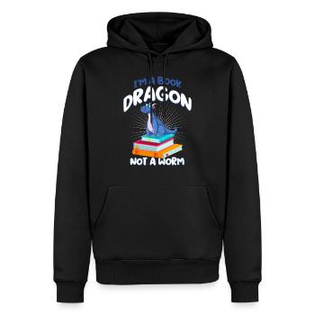 Book Dragon Bücherwurm Buch Drache Leseratte Motiv - Männer Premium Bio Hoodie - Schwarz - Vorne - Nico (187cm)