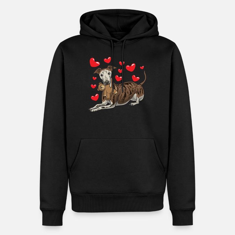 Galgo Espanol chien avec peluche et beaucoup - Sweat à capuche Premium bio Homme - noir