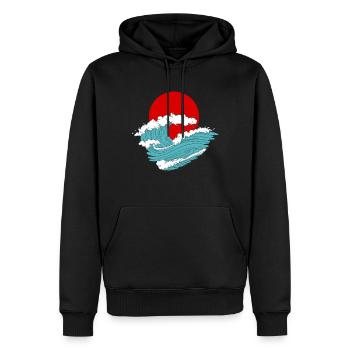 Japanische Welle Asiatische retro Tattoo Kunst - Männer Premium Bio Hoodie - Schwarz - Vorne - Nico (187cm)