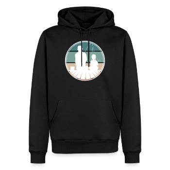 Pêche père fille - Sweat à capuche Premium bio Homme - noir - Devant - Nico (187cm)