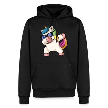 Dabbing Einhorn Lustig Schlafanzug Kostüm - Männer Premium Bio Hoodie - Schwarz - Vorne - Nico (187cm)