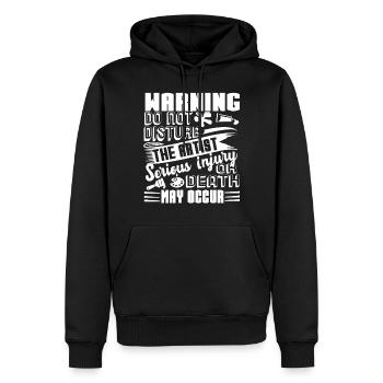 L’artiste ne dérange pas l’artiste - Sweat à capuche Premium bio Homme - noir - Devant - Nico (187cm)